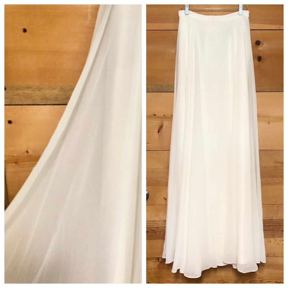 Jenny Yoo sheer chiffon maxi skirt white ivory gala event